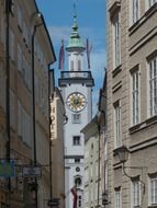 clock tower of town hall in alley, austria, salzburg