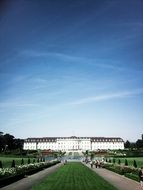 baroque castle in beautiful park under blue sky, germany, ludwigsburg