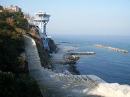 Landscape of architecture on ocean coast