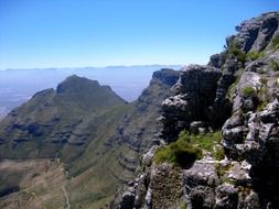 devil's peak at blue sky, scenic mountain landscape, south africa, cape town