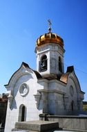 russian orthodox church on the blue sky background