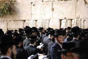 Jews near the wall in Jerusalem