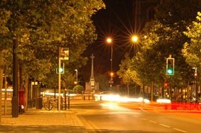 Beautiful evening city street with colorful lights