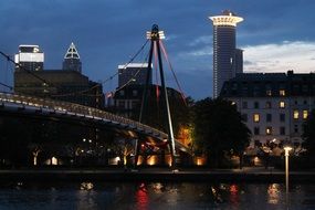 bridge at night in frankfurt