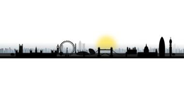 landmarks in skyline of london, silhouette