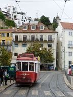 tram on the streets of lisbon