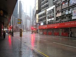 Rain on the street in HongKong