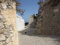 cobblestoned street in Ibiza