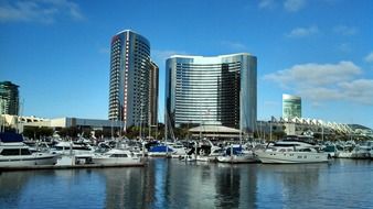 modern port city skyline