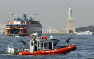 view from the water at the statue of liberty