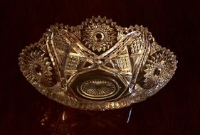 elegant glass bowl on dark