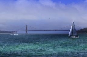 The bridge connects the city of San Francisco fogs and Marin County