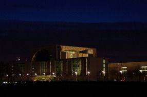Government district with lights in the night in Berlin