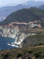 Big Sur Bridge on a background of mountains, usa, California