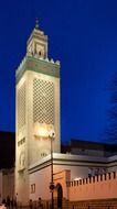 mosque in france at night