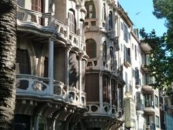 Balcons of old building in old town