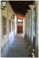 antique stone pillars in a building