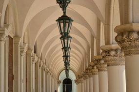 vintage lanterns in the architecture of the colonnaded passage