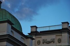 buildings details on the blue sky background