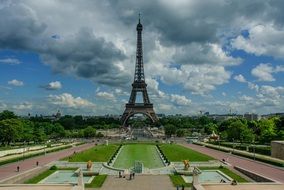 eiffel tower near green fields