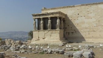 Caryatids on Porch of Erechtheion temple, Greece, Athens