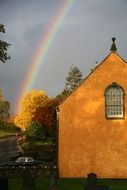 rainbow and house in fall