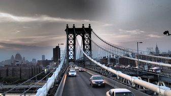 traffic on the Brooklyn Bridge in New York