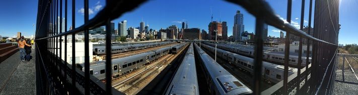 Railway station skyscrapers Panorama