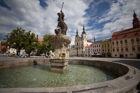 fountain in town square in Jihlava