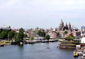 panoramic view of the harbor, netherlands, amsterdam