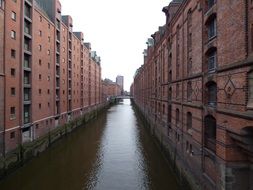 brick houses on the canal in hamburg