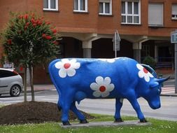 statue of the blue bull in Vizkaia, Spain