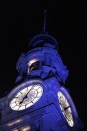 Bottom view of the clock town at night