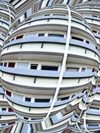 abstract image of a skyscraper with blue balconies