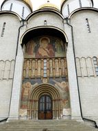 wall and door of orthodox cathedral in Moscow