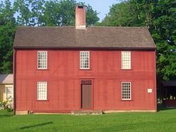 red house in countryside in connecticut