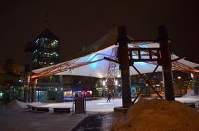 ice rink at night winnipeg