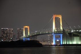 lighting bridge in the city at night