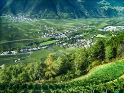 panorama of a village in a green valley in Goldrain