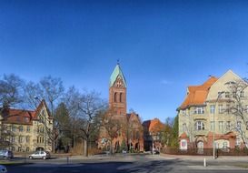 church near houses in germany