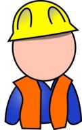 silhouette of a builder in a yellow helmet