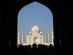 Architecture of historic Taj Mahal building in India