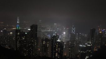 night panorama of Hong Kong center