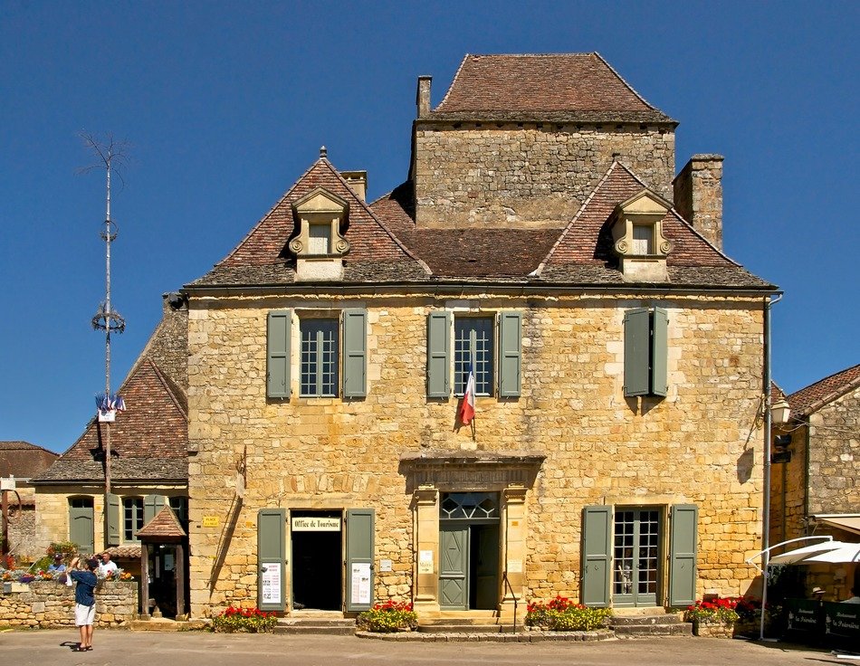 old traditional town hall building, france, dordogne