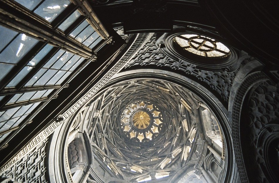 Dome of the Chapel of the Santa Sindone, Baroque-style interior, italy, turin