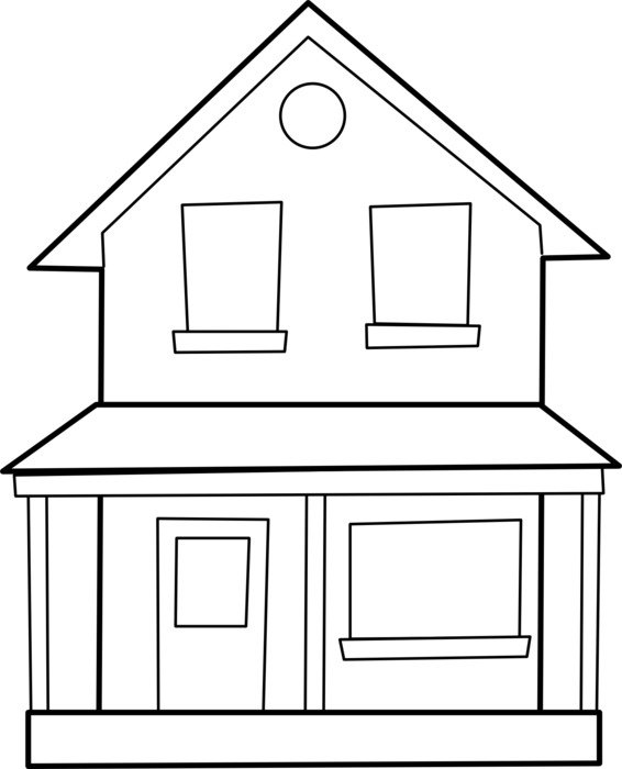 simple outline of two-storey house