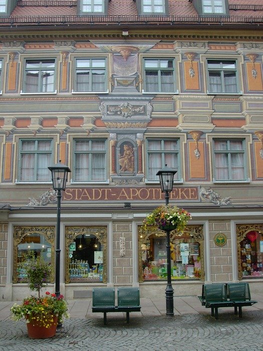 imposing facade of city pharmacy, germany, fÃ¼ssen