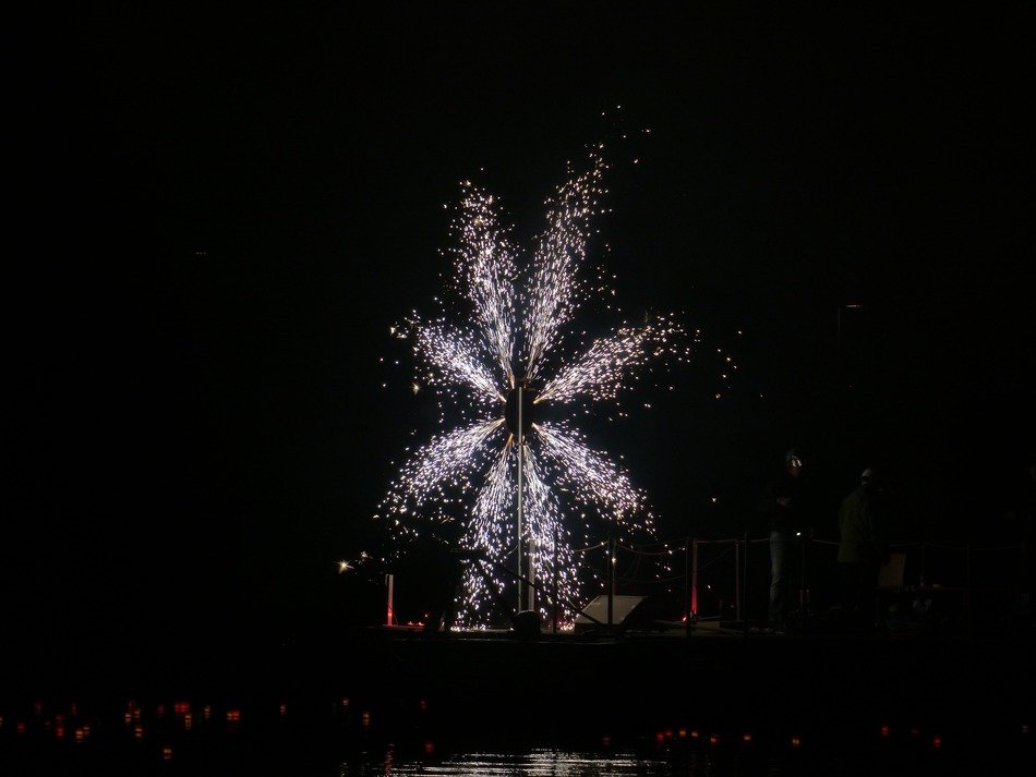 fireworks, wheel of fire in darkness