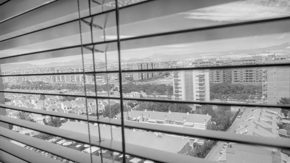 top view of city through blinds