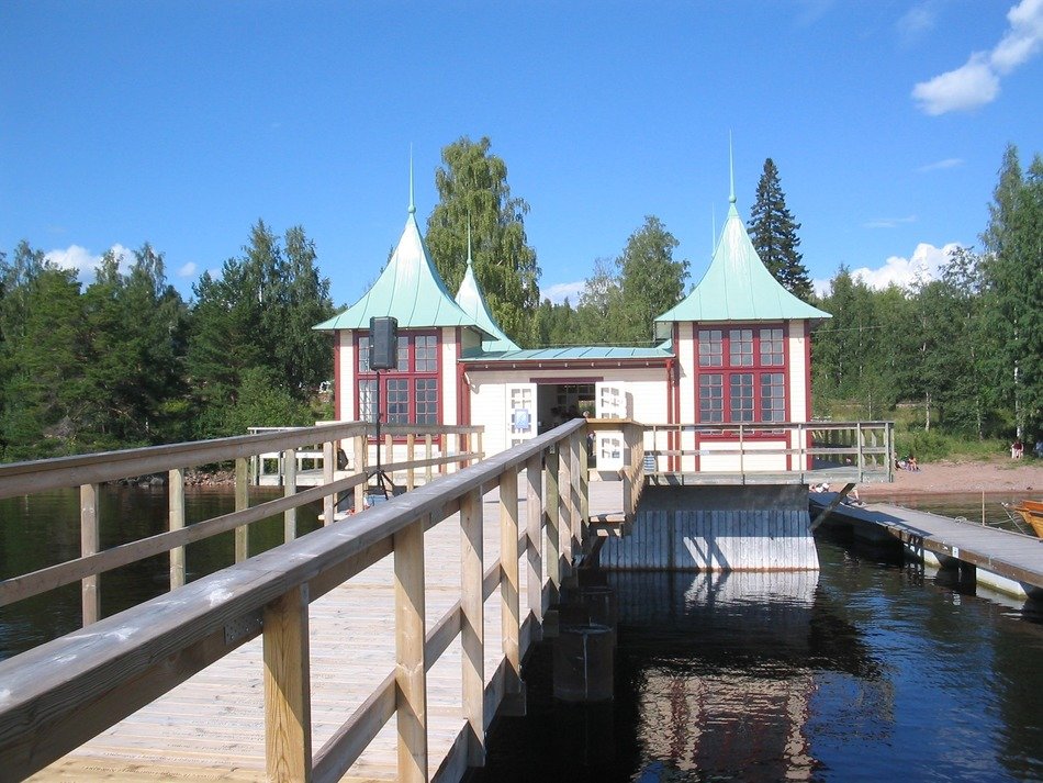 wooden walkway to pavilion at pier